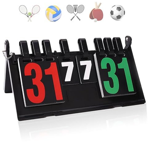 Honicemar Wasserdichte Falte Sport Anzeigetafel Tragbare Flip Anzeigetafel für Punktezähler Sportwettkämpfe Fußball Basketball Tennis Rugby Tischtennis Badminton und mehr- Schwarz