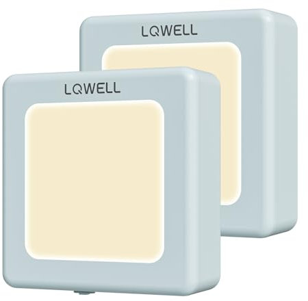 LQWELL® Nachtlicht Steckdose Faltbar mit Dämmerungssensor, Nachtlampe Einstellbare Helligkeit, Automatisch Steckdosenlicht, Orientierungslicht Warmweiß für Kinder Zimmer Gang Treppen (Blau, 2 STK)