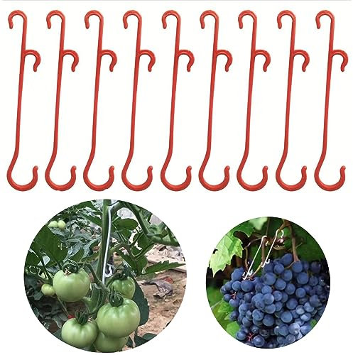 Zwenjuan Tomatenhaken,100 Stück Pflanzenfruchthaken J-Förmiger Haken Pflanzenklammer Obstklammer Gemüsehaken Tomatenregal für Tomaten Gurken Himbeeren Zimmerpflanzen Pflanzenclips (Weiß)