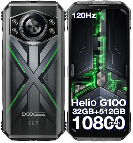 DOOGEE Scyber Pro Telephone Portable Incassable【2025】 Helio G100, 32GB+512GB/2TB,10800mAh 33W, 6.6” FHD+ 120Hz, Caméra IA 50MP+32MP, Android 14 Smartphone Incassable, BT5.2/4G Dual SIM/OTG/NFC/Face ID