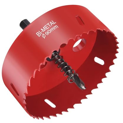 Flintronic Seghe a Tazza Bimetallica, Kit Seghe a Tazza Ø90mm, con Adattatore Esagonale e Punta di Centraggio, Per Forare Plastica, PVC, Legno, Fibra di Legno, Metallo Dolce