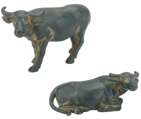 BESPORTBLE 2 Stück Resin Kalb Tiermodell Miniatur Gartenfigur Realistische Harz Dekoration Mikrowelt Accessoire Langlebig Für Pflanzen Und Miniaturgarten