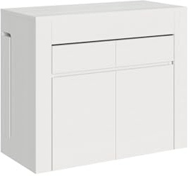BS COM Console Extensible 90x42/302 cm Evolve Frêne Blanc avec bancs inférieur et supérieur