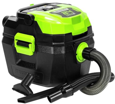 Greenworks Aspiratore senza fili per acqua e polvere (24 V, con cannuccia da 2 metri, fornito con accessori) consegnato senza batteria o caricabatterie