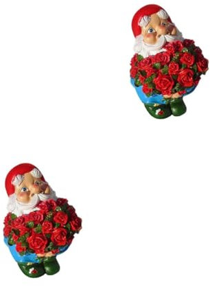 MAGICLULU 2 Stck. Gnom-Ornament Korsage Lustige Gartenzwerge Zimmerpflanzenkette Schwenken Zwerg Zwerge Gartendekoration Künstliche Gänseblümchen GNOME Schmücken Gartenzwerg Blumentopf Harz