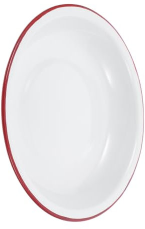 KOCKSHION Retro Enamel Plate Deep Bowl for Soup Pasta Fruits Snacks Candy Dessert Easy to Clean for Picnic BBQ Outdoor