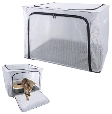 KEUYE Katzentoiletten-Abdeckung mit aufklappbarem Deckel vorne und oben, faltbar, wasserdicht, für Geruchskontrolle, einfacher Zugang (61 x 43,2 x 40,6 cm)