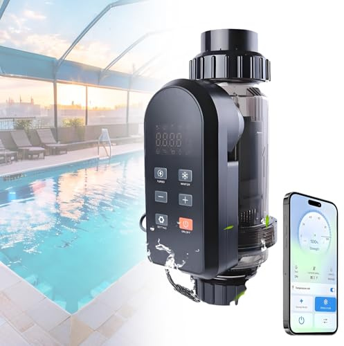 PxkVrin Salz Chlorinator, Selbstreinigungs Poolsalz Salz Chlor DesinfektionsgeräT, mit App Fernbedienung, füR SchwimmbäDer, Whirlpools, Schwimmbecken. LC150A