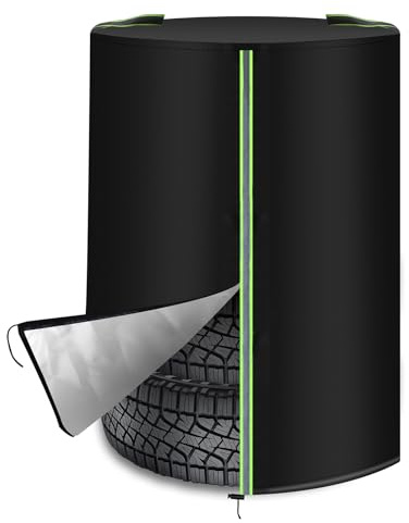 Zocipro Copertura per Pneumatici con Strisce Riflettenti Ø72×H117 cm, Copripneumatici Universali da Esterno per 4 Pneumatici di Scorta, Sacche in Oxford 210D con zip e Coulisse, Nero