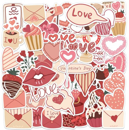 Alethron 116 Stück Sticker Liebe, 58 Motiven Wasserfeste Valentinstag Herz Aufkleber Love Aesthetic Süße Sticker Herz Aufkleber Herzen Valentinstagsaufkleber für Laptop Fotoalbum Scrapbook Koffer Deko