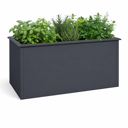Hochbeet Pflanzbeet | Kräuter- und Gemüsebeet Metall verzinkt | 850 Liter Volumen 150 x 75 x 77 cm (B x T x H) Anthrazit rechteckig