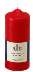 Price's Candles - 6 Red Pillar Candles - Smokeless Burn - Unscented - Slow Burning - Non-Drip - Multi-Purpose