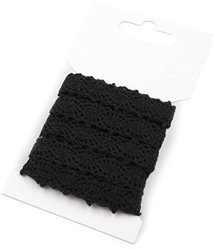3m Klöppelspitze 12mm breit Farbwahl Spitze Spitzenband Spitzenborte Häkelspitze, Farbe:schwarz