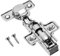 GTV - Minischarnier mit Dämpfung, Topfdurchmesser 26 mm -Scharnier Mittelanschlag - Montageplatte H=0 mit Euroschrauben - stiller Verschluss - Clip-On-Kette, 1 Stück