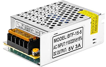 BTF-LIGHTING AC 110/220V Schaltnetzteil DC5V 3A 15W Aluminium Netzteil Transformator Stromversorgung Driver für WS2812B WS2813 SK6812RGBW LED Streifen LED Strip Light Beleuchtung