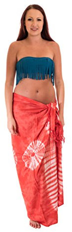 Ciffre Sarong Pareo Wickelrock Strandtuch Tuch Schal Hüftrock Brustkleid Rot Batik Muster