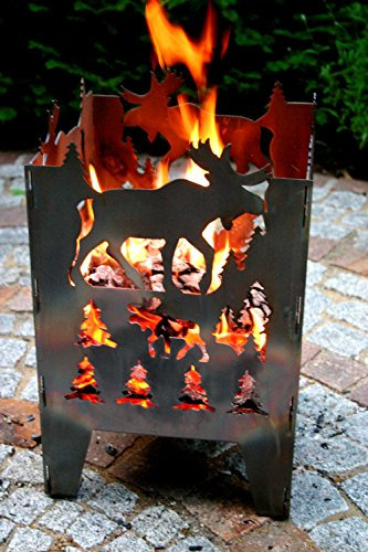 SvenskaV Feuerkorb Motiv Elch L 30,5 x 32 x 47 cm