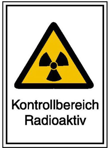 Warnschild / Strahlenschutz Kontrollbereich Radioaktiv, Alu, 21,00x29,70 cm