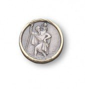 Butzon & Bercker Christopherus-Plakette fürs Auto, Bronze versilbert, 3 cm | Schutzpatron Autofahrer - Selbstklebende Christophorus-Plakette - Religiöses Geschenk zum Führerschein - Mit Magnet-Haftung