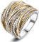 Mytys Bague tendance pour femme - 2 tons entrelacés - Plaqué or rose - Or noir - Argent - Or rose - Large index - Bijoux fantaisie, Métal, Aucune pierre précieuse