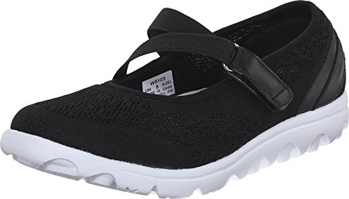 Propét Women's TravelActiv Mary Jane Style Lightweight Breathable Walking Shoes, Black, 7.5