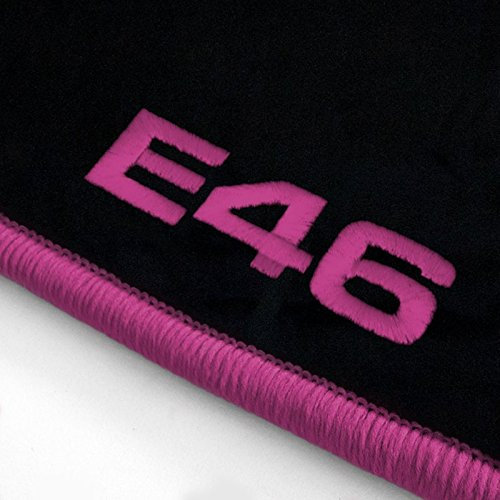Autoteppich Stylers ATS-Q300_E46-404-014 Passform Velours-Fußmatten mit Bestickung E46 und Rand in Pink