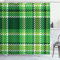 ABAKUHAUS Checkered Shower Curtain, Old Fashioned Irish British Tile Mosaic in Vibrant Green Colors, Cloth Fabric Bathroom Decor Set with Hooks, 94 Inches, Emerald Lime Green White
