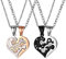 JewelryWe 4 Freundschaftsketten, Edelstahl Love Eternal Geschlecht Symbol Herz Partner Anhänger Ketten, Paare Halsketten für Herren Damen, Schwarz Rosegold Silber