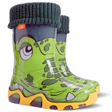 Demar Kinder Gummistiefel Krokodil Regenstiefel Kinderstiefel gefüttert mit Innensocken für Mädchen Jungen (30/31, Krokodil)