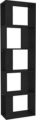 vidaXL Bücherregal Raumteiler mit 5 großen Fächern Wandregal Standregal Aktenregal Raumtrenner Büroregal Regal Schwarz 45x24x159cm Holzwerkstoff