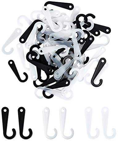 OLYCRAFT 600PCS Ganci per Espositori per Calzini Ganci A J per Ganci per Esposizione Al Dettaglio di Calzini, Ganci A J In Plastica Da 1.7 pollice per Calze E Cappello (Bianco, Nero E Trasparente)