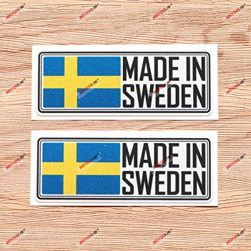 Made in Sweden Schwedische Flagge Auto Lkw Aufkleber Vinyl Sticker - 2er-Pack Reflektierend, 10,2 cm - für Auto Boot Lkw