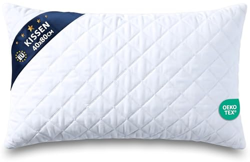 Amazinggirl Kopfkissen 40x80 cm - Kissen Allergiker Schlafkissen Polster Pillow Made in EU und Pillows for Sleeping 80 x 40 Bett Kissens für Schlafen Oeko-Tex Weiß