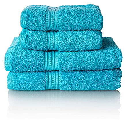 Glart - Lot de Serviettes Éponge de Qualité Supérieure, Gamme Disponible en 6 Coloris et 5 Tailles, Coloris : Turquoise, 2 Serviettes de Bain de 70 X 140 cm et 2 Serviettes de Toilette de 50 X 100 cm