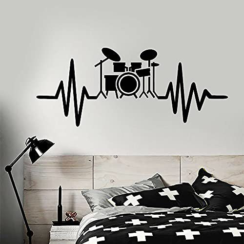 QIANGTOU Musik Wandtattoo Drum Kit für Schlagzeuger Musiker Musikliebhaber Wandaufkleber Musik Zimmer Dekor Vinyl Dekoration Tapete 101x43cm