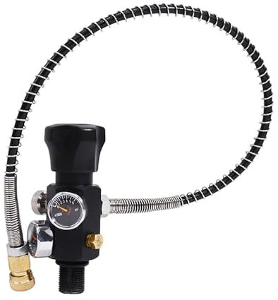 TUXING 4500PSI Paintball Station de remplissage Pcp Pistolet à air comprimé Valve de charge double jauge jusqu'à 4500psi avec tuyau haute pression de 24 pouces