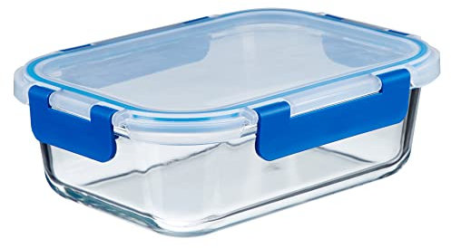 Goldhofer® Glasbehälter mit Deckel | luftdicht & BPA-frei | ideal als Meal Prep Boxen, Glas Frischhaltedosen für Obst & Gemüse oder als nachhaltiger Einfrierbehälter (1 Dose 860ml ohne Trennung)