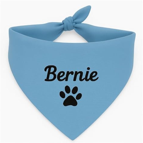Personalisiert Hunde Bandana, Verstellbare Hunde Dreiecks Halstuch, Wunschname, Gestickt Name des Hundes, Baumwolle Kopftücher Hundehalstuch Dreieckstuch (S, Blau)