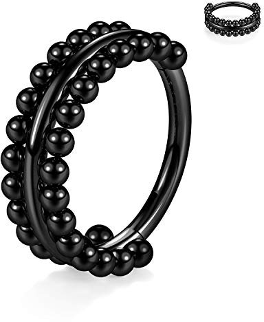 AROWRO Septum Schmuck Nase Septum Ringe Septum Clicker Knorpel Helix Daith Conch Lobe Ohrringe Knorpel Helix Daith Conch Piercing Schmuck Chirurgenstahl 16G 8mm Schwarz