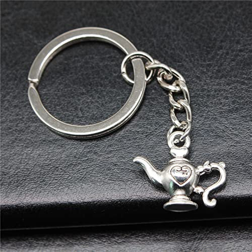 DXCO Men's Keychain DIY Metal Stand Chain Vintage 21x19mm Teapot Pendant Gift