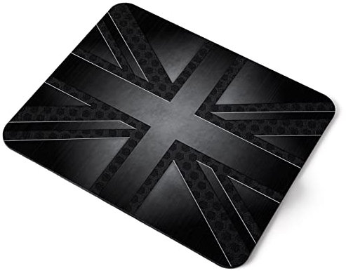Computer Mouse Mat Pad - Grunge Black British Union Jack Flag Home Office PC Desk Accessory Flexible Fabric Top Large 5mm Laptop Desktop Printed Art Ergonomic #21663