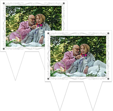 Tikitup Wasserdichter Bilderrahmen für Grab 12.7x17.8 cm, Grabdekoration für Friedhof, 2 Stück, Acryl, für den Außenbereich, wetterfest, Haustier, Hund, Katze, Gedenk, Marker für Friedhof, Geschenke