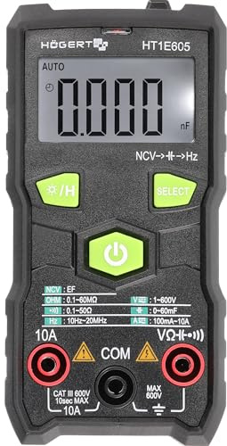 HÖGERT TECHNIK - Digitales Multimeter FULL-SMART mit AUTO RANGE, NCV, TRUE RMS, großer LCD-Anzeige, berührungsloser Spannungsmessung, ideal für Kfz, Elektro, Installation