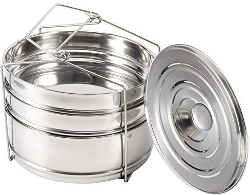 Stainless Steel Stackable Steamer Insert Pans Pressure Pot Accessories with Sling for Instant Pot Baking Lasagna Pan Food Steamer Pot in Pot steamer
