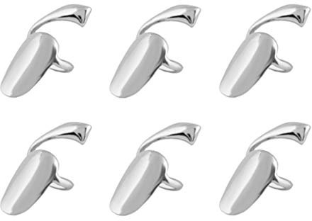 6 Stück modische glänzende goldene Fingernägelringe, Nagelkappenabdeckungsringe, Schutzringe, Nagelkunst, Charm-Dekoration, Schmuck (Silber)