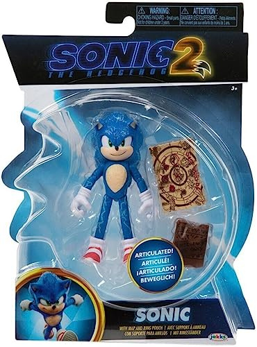 Sonic the Hedgehog 2 Movie – 41495 – Figur mit Gelenken, 10 cm – Charakter Sonic + Zubehör Karten