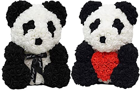 Bavokon 2 Rosenpanda,Rosenblumenbär, Bear Teddybär,Rosen Teddybär Aus Rosen Zum Valentinstag,Rosen bär,Rosen-Blumenbären-Geschenk Zum Muttertag,Geburtstagsgeschenke Für Freundin,Valentinstagsgeschenk