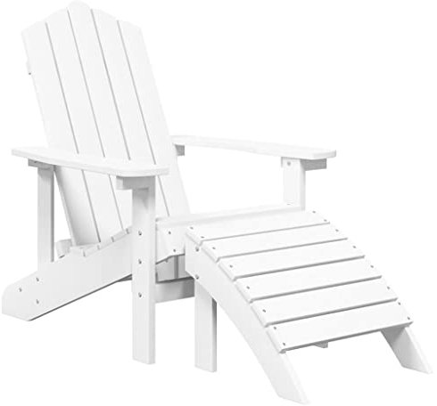 vidaXL Garden Adirondack Chair with Footstool HDPE White