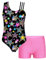 iEFiEL Mädchen Einhörner Turnanzug Glänzend Gymnastik Leotard Kinder Kleidung Set Ballett Trikot Tanz Kostüme mit Überkreuzte Träger Xa Schwarzer Stern 134-140