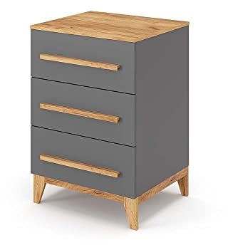 VitaliSpa Kommode Malia, Kommodenschrank, Grau/Eiche, 60 x 88 cm